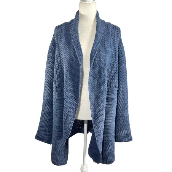 Lilith Cotton Open Front Cardigan Sweater Medium/Large Blue Knit Women’s - Picture 1 of 12